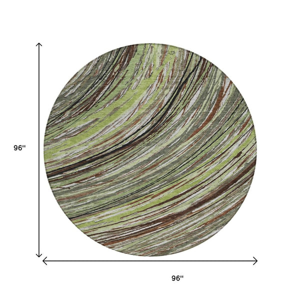 HomeRoots 5' Contemporary Artichoke Green Abstract Indoor Outdoor Area Rug - Durable, Washable, Stylish Comfort 8' Round 631229