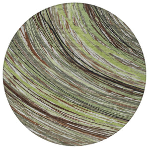 HomeRoots 5' Contemporary Artichoke Green Abstract Indoor Outdoor Area Rug - Durable, Washable, Stylish Comfort 8' Round 631229