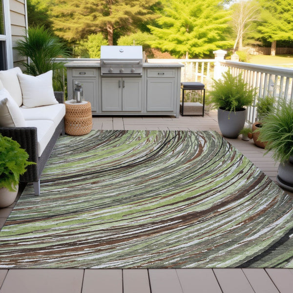 HomeRoots 5' Contemporary Artichoke Green Abstract Indoor Outdoor Area Rug - Durable, Washable, Stylish Comfort 8' X 10' 631230
