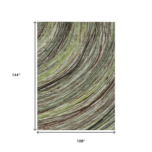 HomeRoots 5' Contemporary Artichoke Green Abstract Indoor Outdoor Area Rug - Durable, Washable, Stylish Comfort 9' X 12' 631231