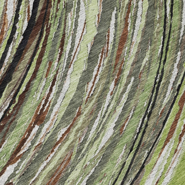 HomeRoots 5' Contemporary Artichoke Green Abstract Indoor Outdoor Area Rug - Durable, Washable, Stylish Comfort 9' X 12' 631231