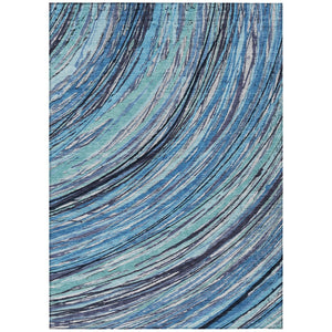 HomeRoots 5' Blue Aqua and Ivory Abstract Indoor Outdoor Area Rug – Stylish, Durable, and Washable Design for All Spaces 5' X 8' 631234