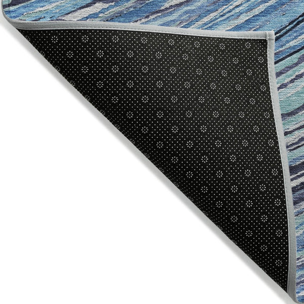 HomeRoots 5' Blue Aqua and Ivory Abstract Indoor Outdoor Area Rug – Stylish, Durable, and Washable Design for All Spaces 8' Round 631235