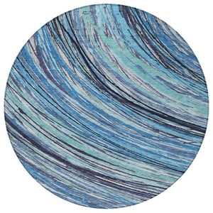 HomeRoots 5' Blue Aqua and Ivory Abstract Indoor Outdoor Area Rug – Stylish, Durable, and Washable Design for All Spaces 8' Round 631235