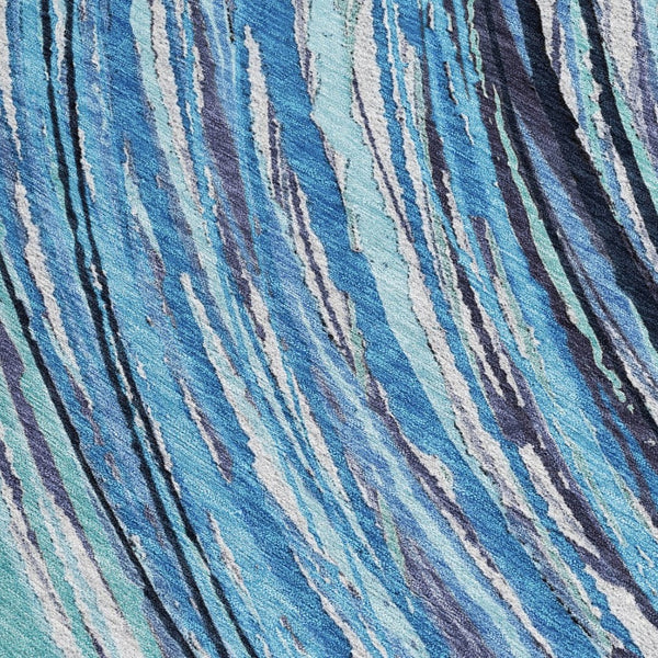 HomeRoots 5' Blue Aqua and Ivory Abstract Indoor Outdoor Area Rug – Stylish, Durable, and Washable Design for All Spaces 8' X 10' 631236