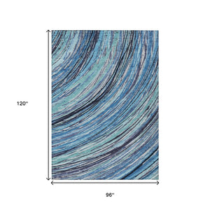 HomeRoots 5' Blue Aqua and Ivory Abstract Indoor Outdoor Area Rug – Stylish, Durable, and Washable Design for All Spaces 8' X 10' 631236