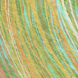 HomeRoots 5' Vibrant Abstract Washable Area Rug in Green, Peach & Gold - Perfect for Indoor & Outdoor Spaces 5' X 8' 631240