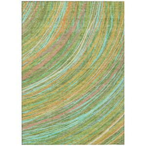 HomeRoots 5' Vibrant Abstract Washable Area Rug in Green, Peach & Gold - Perfect for Indoor & Outdoor Spaces 8' X 10' 631242