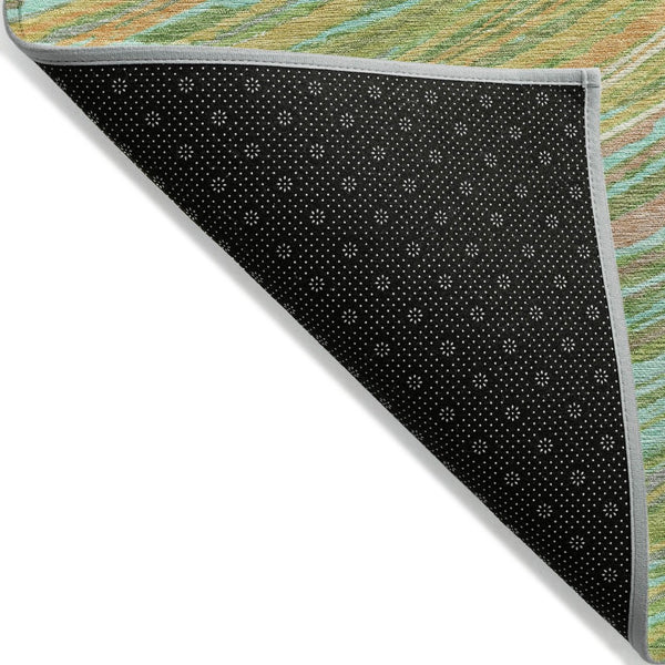 HomeRoots 5' Vibrant Abstract Washable Area Rug in Green, Peach & Gold - Perfect for Indoor & Outdoor Spaces 10' X 14' 631244