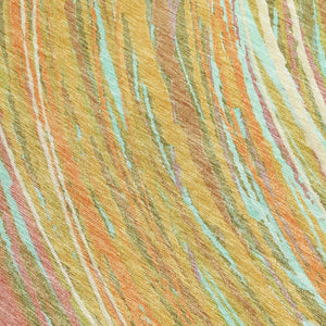 HomeRoots 5' Modern Abstract Area Rug in Gold, Sky Blue, and Coral - Washable, Non-Slip for Indoor & Outdoor Use 10' X 14' 631250