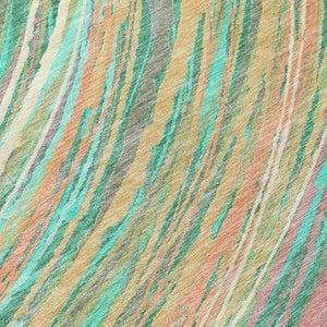 HomeRoots 5' Vibrant Abstract Teal Blue Pink Peach Area Rug – Washable Indoor Outdoor Floor Decor for All Spaces 9' X 12' 631255