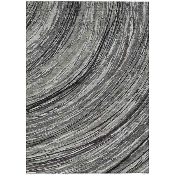 HomeRoots 5' Stylish Abstract Indoor/Outdoor Area Rug in Taupe, Charcoal, and Ivory - Washable & Durable Design 5' X 8' 631258