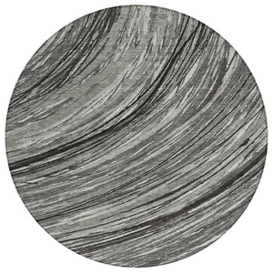 HomeRoots 5' Stylish Abstract Indoor/Outdoor Area Rug in Taupe, Charcoal, and Ivory - Washable & Durable Design 8' Round 631259