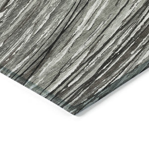 HomeRoots 5' Stylish Abstract Indoor/Outdoor Area Rug in Taupe, Charcoal, and Ivory - Washable & Durable Design 8' Round 631259