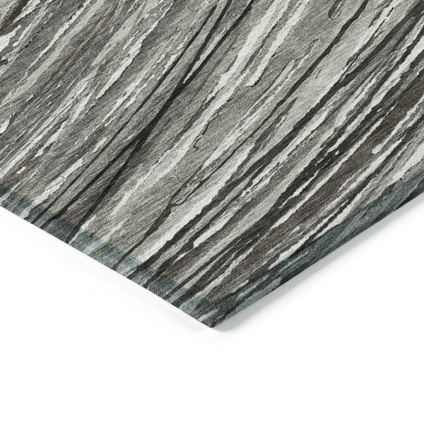 HomeRoots 5' Stylish Abstract Indoor/Outdoor Area Rug in Taupe, Charcoal, and Ivory - Washable & Durable Design 8' Round 631259
