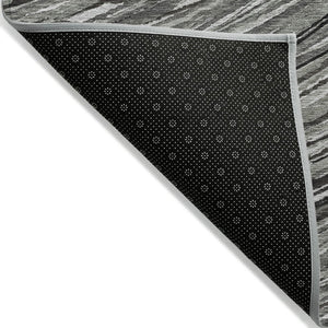 HomeRoots 5' Stylish Abstract Indoor/Outdoor Area Rug in Taupe, Charcoal, and Ivory - Washable & Durable Design 8' Round 631259