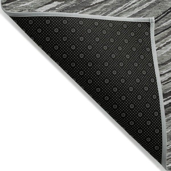 HomeRoots 5' Stylish Abstract Indoor/Outdoor Area Rug in Taupe, Charcoal, and Ivory - Washable & Durable Design 8' Round 631259