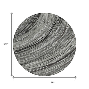 HomeRoots 5' Stylish Abstract Indoor/Outdoor Area Rug in Taupe, Charcoal, and Ivory - Washable & Durable Design 8' Round 631259