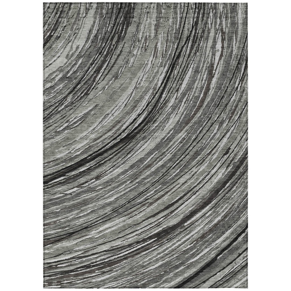 HomeRoots 5' Stylish Abstract Indoor/Outdoor Area Rug in Taupe, Charcoal, and Ivory - Washable & Durable Design 8' X 10' 631260