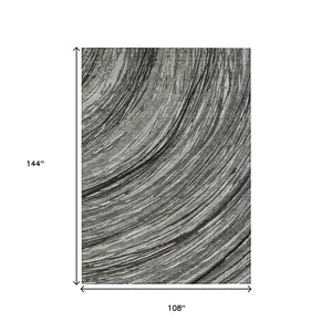 HomeRoots 5' Stylish Abstract Indoor/Outdoor Area Rug in Taupe, Charcoal, and Ivory - Washable & Durable Design 9' X 12' 631261