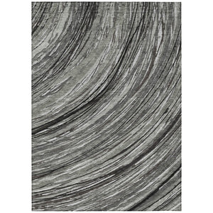 HomeRoots 5' Stylish Abstract Indoor/Outdoor Area Rug in Taupe, Charcoal, and Ivory - Washable & Durable Design 9' X 12' 631261
