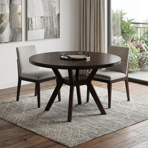 48 Inch Round Espresso Wood Dining Table for Modern Kitchen and Room Decor