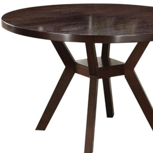 48 Inch Round Espresso Wood Dining Table for Modern Kitchen and Room Decor