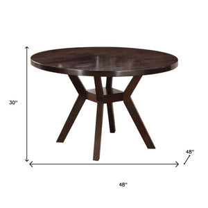 48 Inch Round Espresso Wood Dining Table for Modern Kitchen and Room Decor