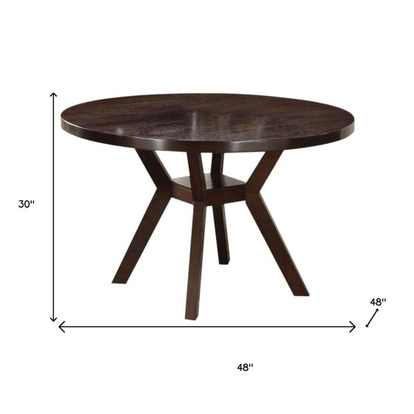 48 Inch Round Espresso Wood Dining Table for Modern Kitchen and Room Decor
