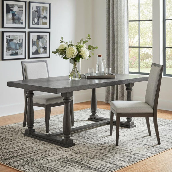 84 Inch Solid Wood Trestle Dining Table for Farmhouse and Modern Rooms