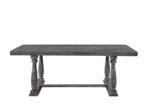 HomeRoots 84 Inch Solid Wood Trestle Dining Table for Farmhouse and Modern Rooms 631268