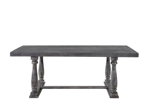 HomeRoots 84 Inch Solid Wood Trestle Dining Table for Farmhouse and Modern Rooms 631268