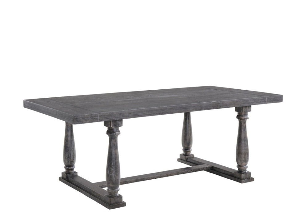 HomeRoots 84 Inch Solid Wood Trestle Dining Table for Farmhouse and Modern Rooms 631268