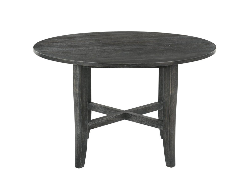 HomeRoots 47 Inch Round Dining Table with Gray Wood Top for Modern Kitchen and Living Spaces 631271