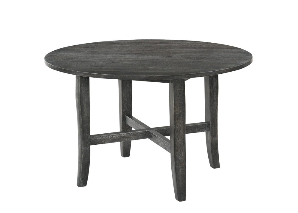 HomeRoots 47 Inch Round Dining Table with Gray Wood Top for Modern Kitchen and Living Spaces 631271