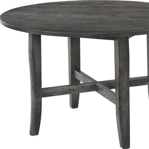 47 Inch Round Dining Table with Gray Wood Top for Modern Kitchen and Living Spaces