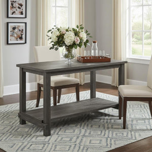 60 Inch Wood Dining Table Seats Six Solid Modern Farmhouse Style for Kitchen Gatherings