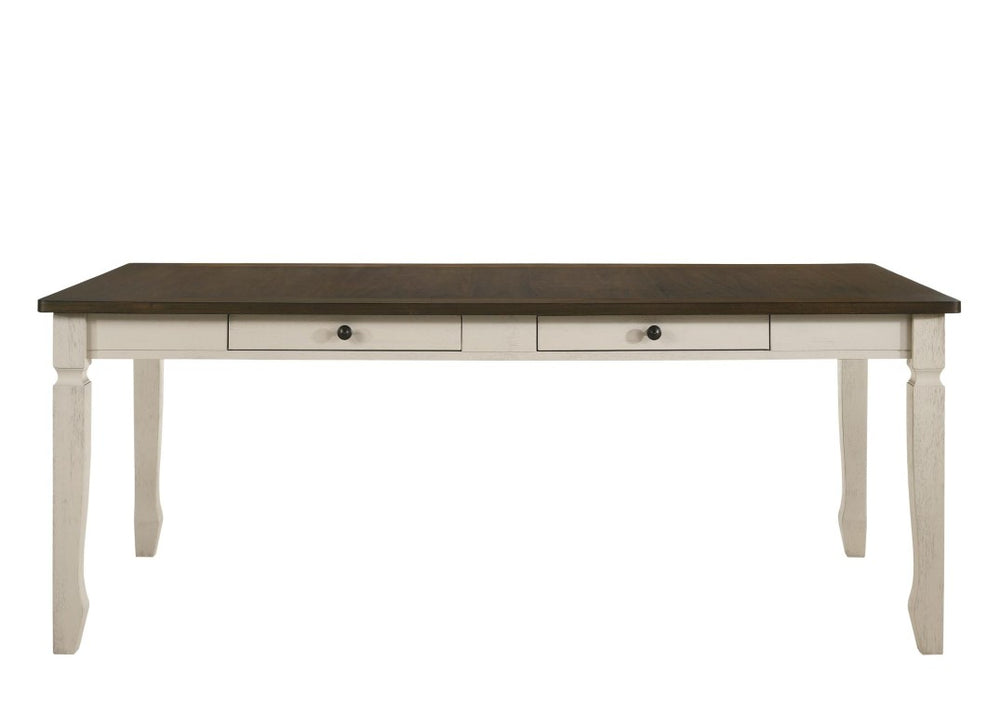 HomeRoots 78 Inch Two-tone Solid Wood Dining Table in Oak Finish for Spacious Gatherings 631280