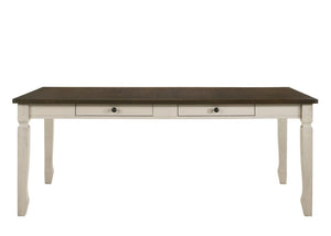 HomeRoots 78 Inch Two-tone Solid Wood Dining Table in Oak Finish for Spacious Gatherings 631280