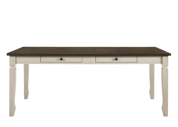 HomeRoots 78 Inch Two-tone Solid Wood Dining Table in Oak Finish for Spacious Gatherings 631280