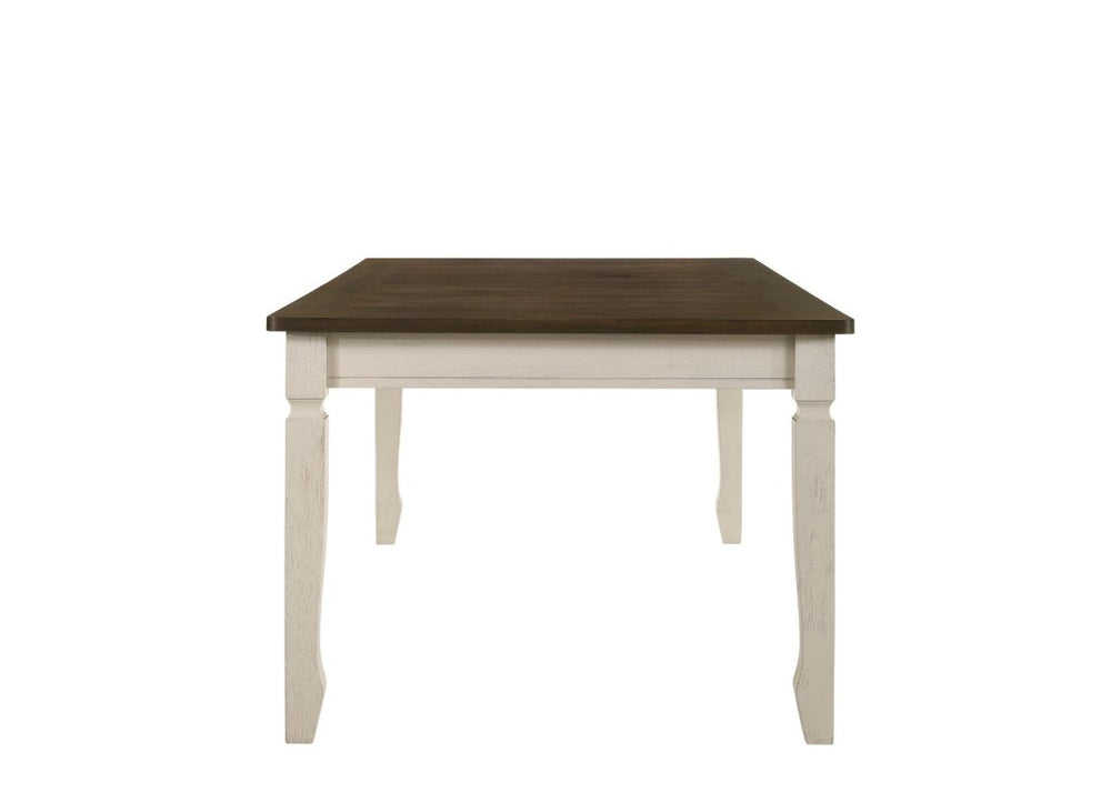 HomeRoots 78 Inch Two-tone Solid Wood Dining Table in Oak Finish for Spacious Gatherings 631280