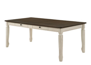 78 Inch Two-tone Solid Wood Dining Table in Oak Finish for Spacious Gatherings