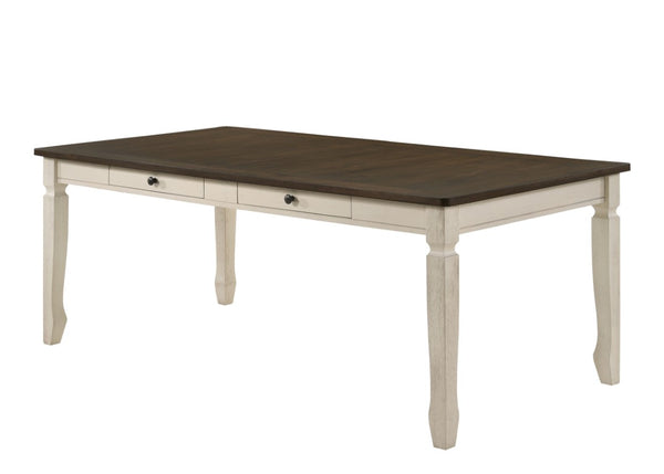 78 Inch Two-tone Solid Wood Dining Table in Oak Finish for Spacious Gatherings