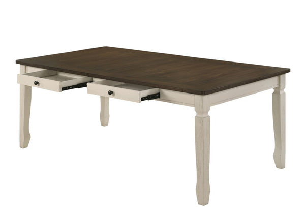 78 Inch Two-tone Solid Wood Dining Table in Oak Finish for Spacious Gatherings