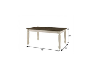 78 Inch Two-tone Solid Wood Dining Table in Oak Finish for Spacious Gatherings