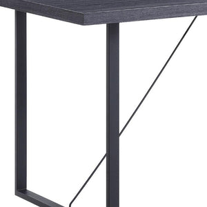 64 Inch Iron Sled Base Dining Table Solid Wood Top Seats Six Industrial Style