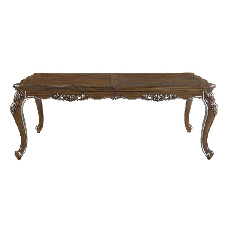 HomeRoots 80 Inch Oak Finish Extendable Dining Table with Removable Leaf for Modern Homes 631284