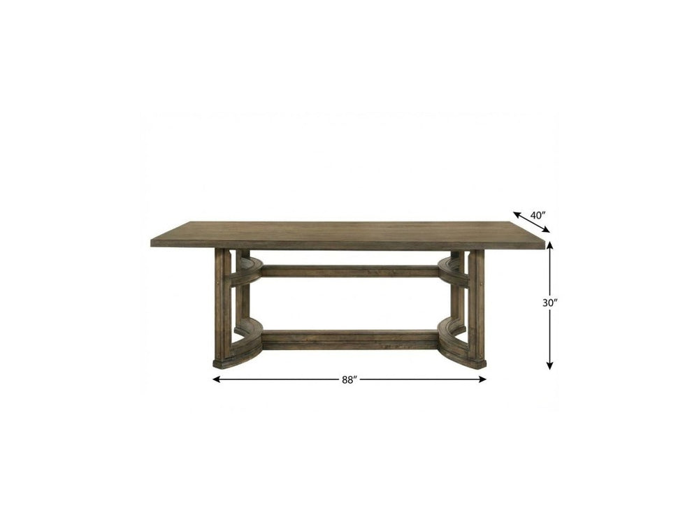 88 Inch Solid Oak Trestle Dining Table Rustic Farmhouse Style for Large Gatherings