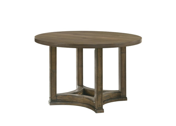 HomeRoots 47 Inch Round Solid Oak Dining Table with Natural Wood Grain Craftsmanship for Any Home 631289