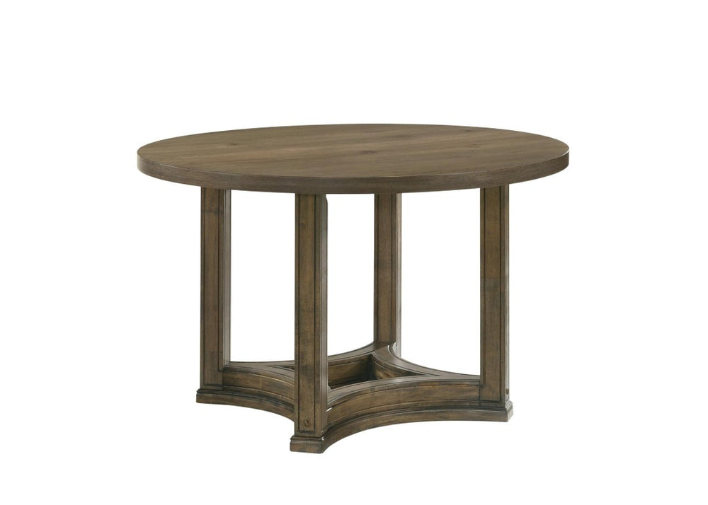 HomeRoots 47 Inch Round Solid Oak Dining Table with Natural Wood Grain Craftsmanship for Any Home 631289
